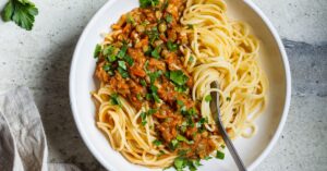 Vegan Lentil Pasta with Parsley and Sauce