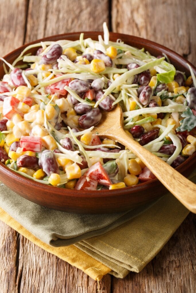 Vegetable Coleslaw Salad with Corn and Beans