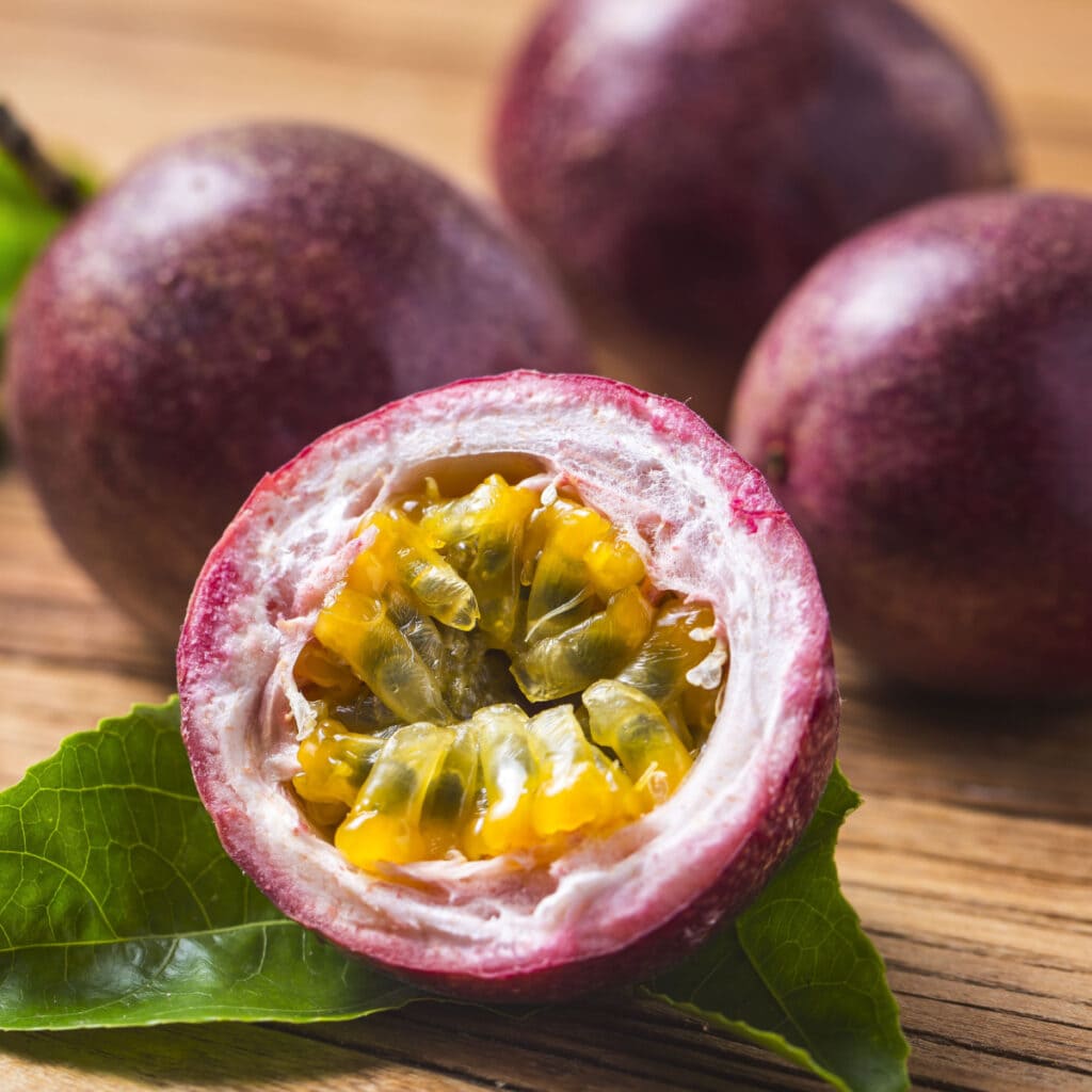 Fresh Sliced and Whole Passion Fruit