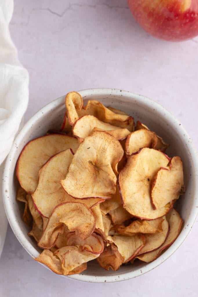 Air Fryer Apple Chips in a Bowl