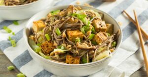 Asian Tofu Soba Noodle Bowl with Green Onions