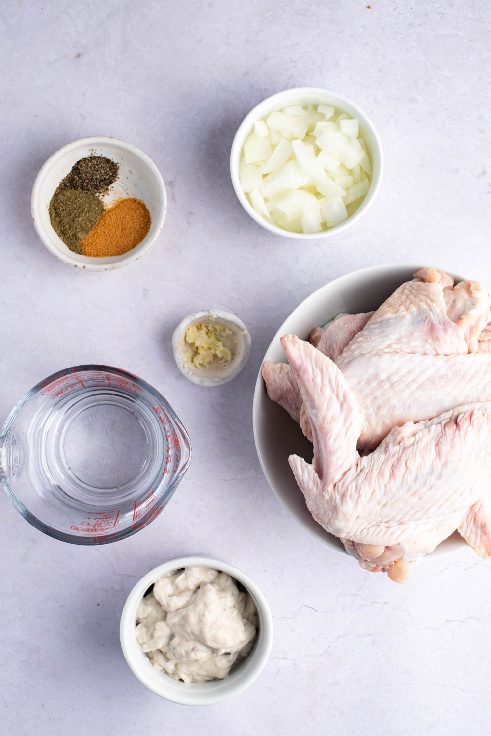 Baked Turkey Wings Ingredients - Turkey Wings, Salt, Poultry Seasoning, Black Pepper, Onion, Garlic, Soup and Water