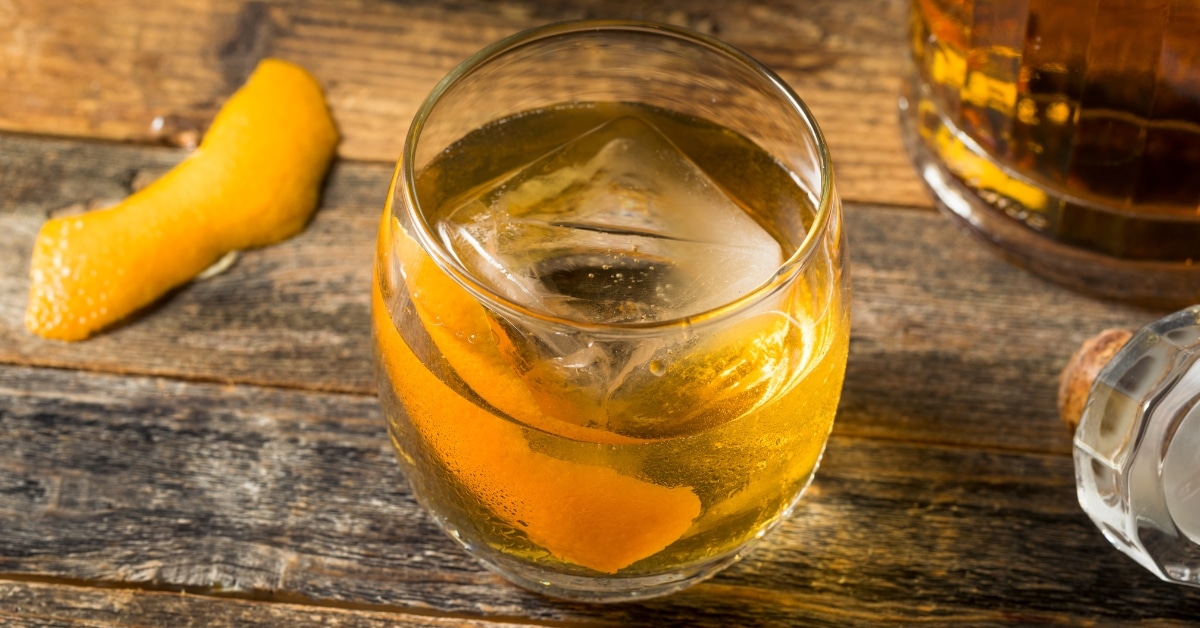 Boozy Homemade Japanese Old Fashioned Cocktail with Orange Peel
