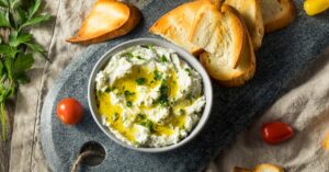 Bowl of Goat Cheese with Herbs and Bread