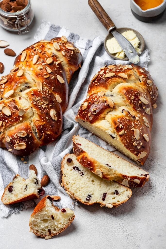 Challah Bread with Almond and Cranberries