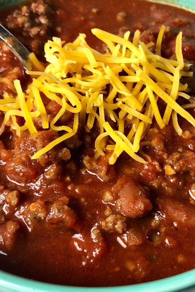 Chili Topped With Grated Cheese
