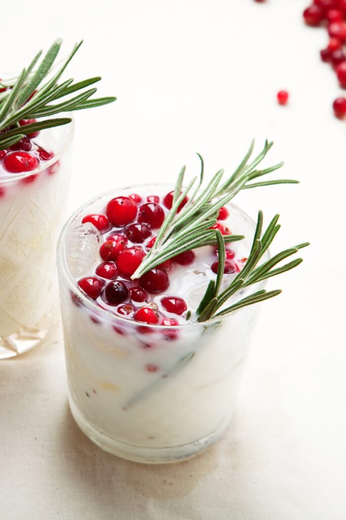 Coconut Margarita with Cranberries and Rosemary