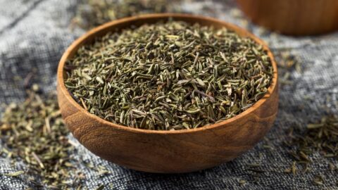 Dry Organic Thyme in a Bowl