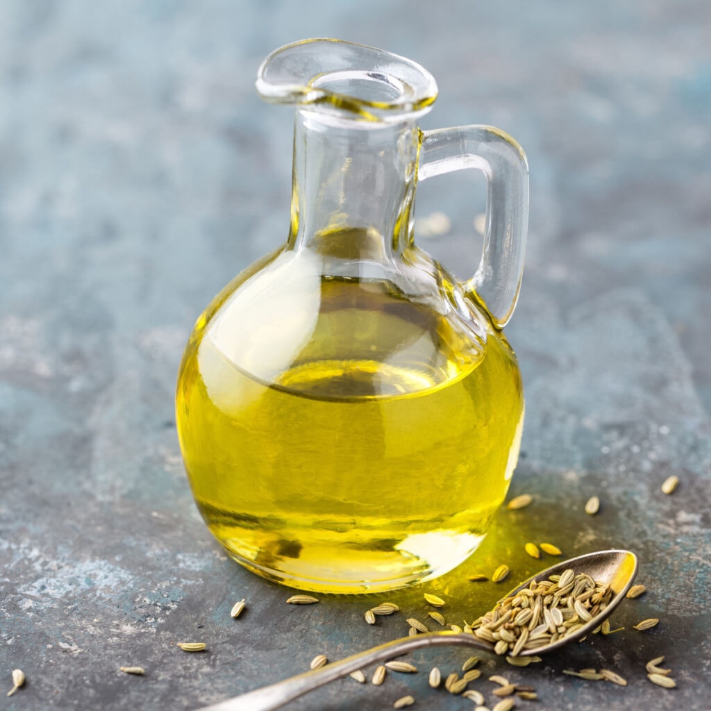 Fennel Oil on a Small Glass Pitcher Jar