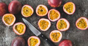 Fresh Organic Passion Fruit in Gray Background