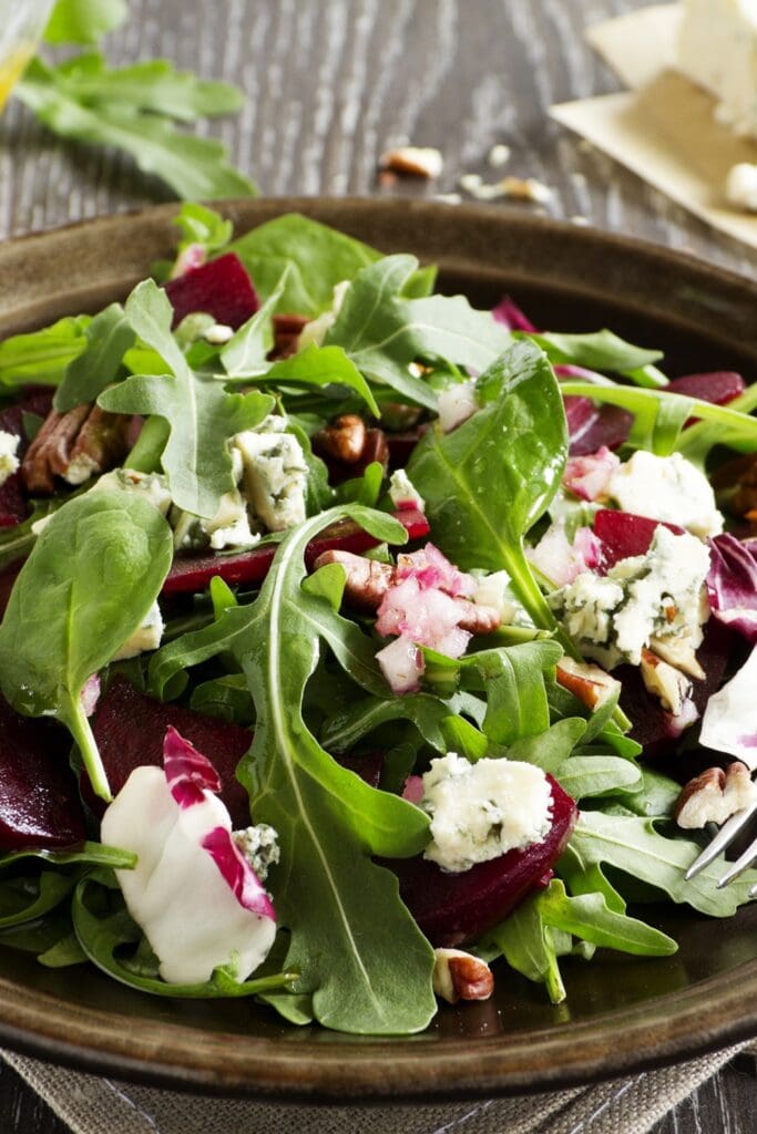 Fresh Salad with Beets, Cheese and Nuts