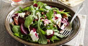 Fresh Salad with Beets, Cheese and Nuts