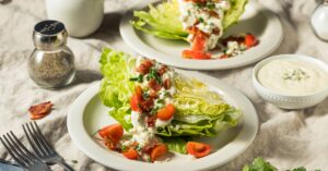 Healthy Homemade Iceberg Wedge Salad with Tomatoes and Blue Cheese