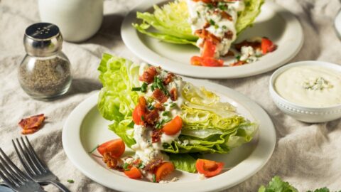 Healthy Homemade Iceberg Wedge Salad with Tomatoes and Blue Cheese