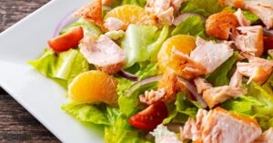 Healthy Salmon Salad with Orange, Tomatoes and Lettuce