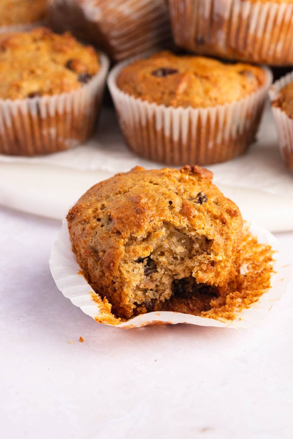 Homemade All-Bran Muffins on a White Background