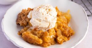 Homemade Buttery and Fruity Apple Dump Cake with Ice Cream
