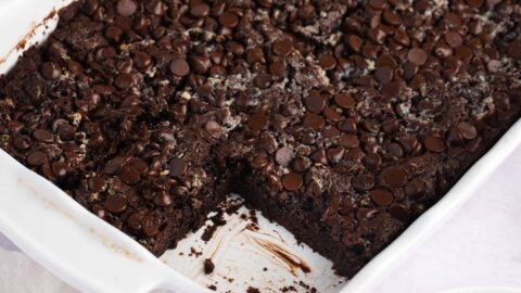 Homemade Chocolate Dump Cake with Semi-Sweet Chocolate Chips