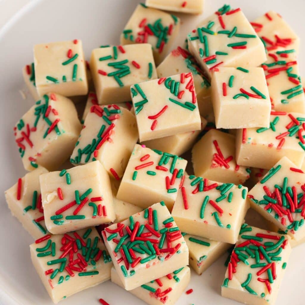 Homemade Christmas Cookie Fudge with Sprinkles