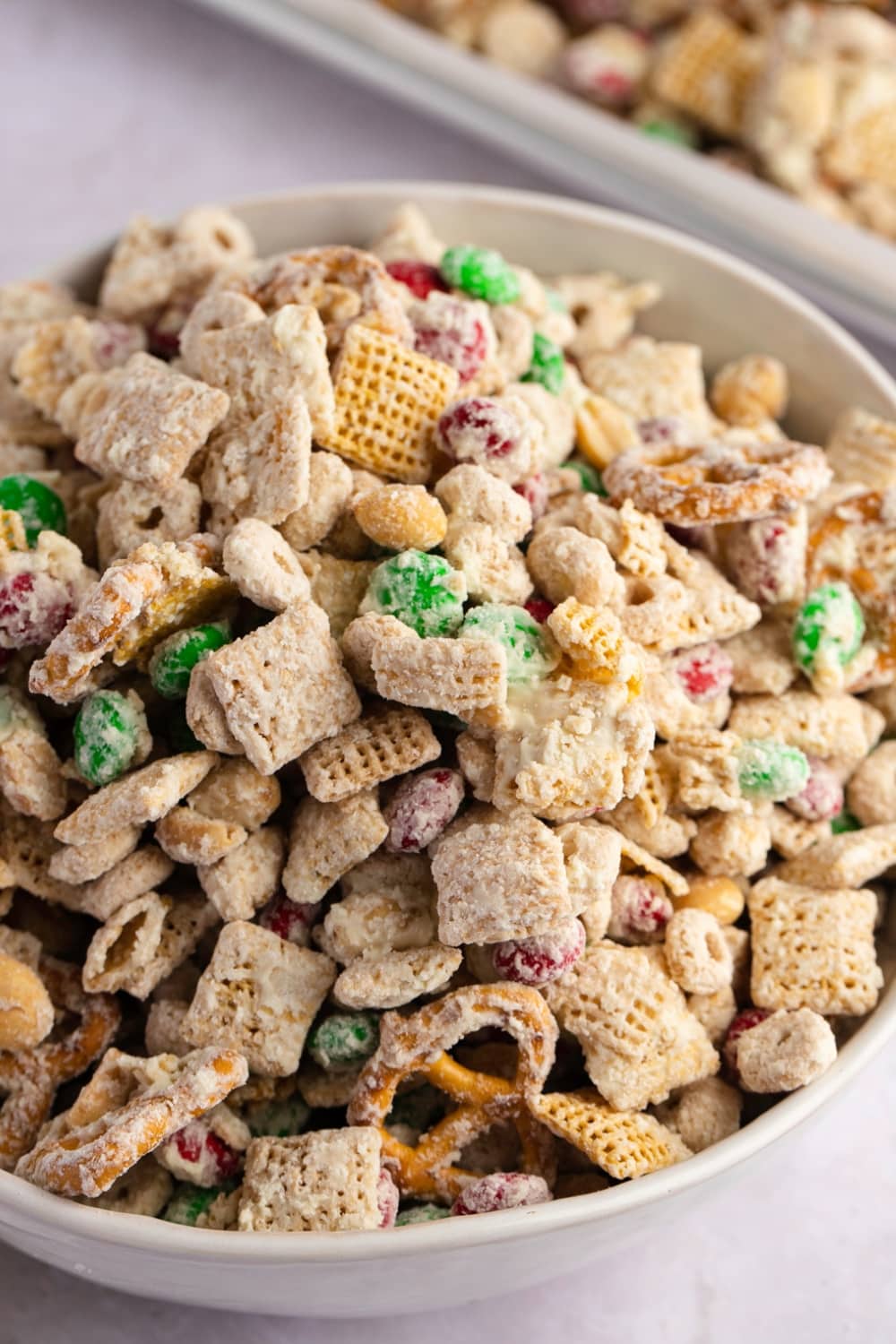 Homemade Christmas Trash with White Chocolate, Candy, Nuts and Cereal