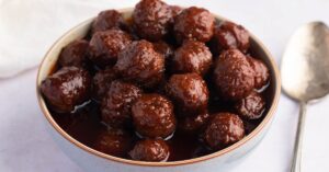 Homemade Flavorful Grape Jelly Meatballs in a Bowl