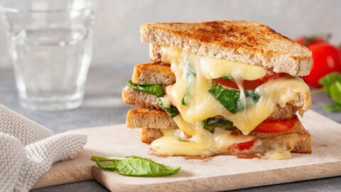 Homemade Grilled Cheese Sandwich with Tomatoes and Herbs