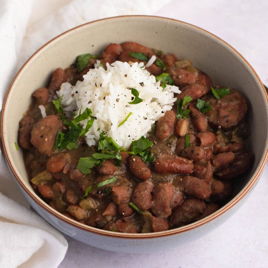 Homemade Hearty Red Beans and Rice with Sausage