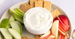 Homemade Light and Fluffy Marshmallow Cream Cheese Fruit Dip with Crackers