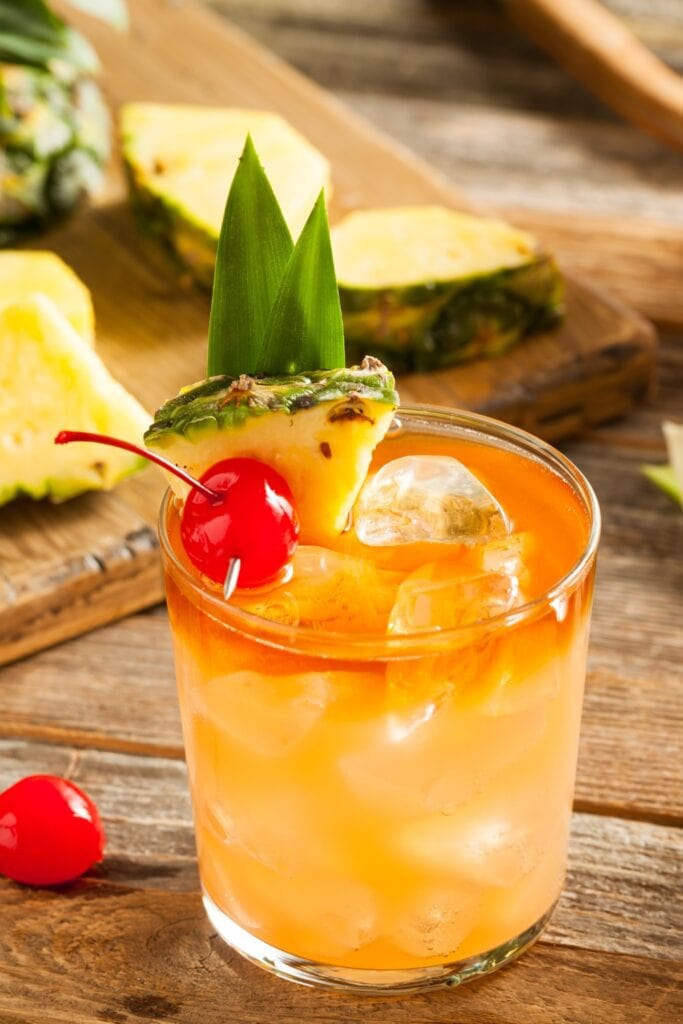 Homemade Mai Tai Cocktail with Cherry, Pineapple and Rum