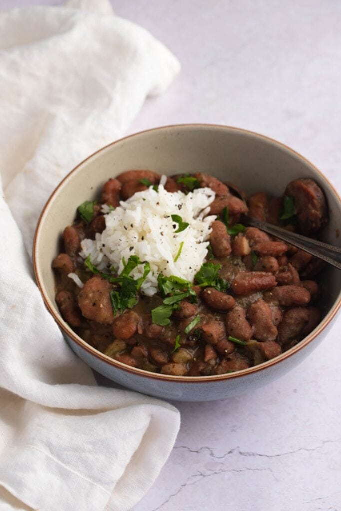 Homemade Red Beans and Rice with Andouille Sausage and Herbs