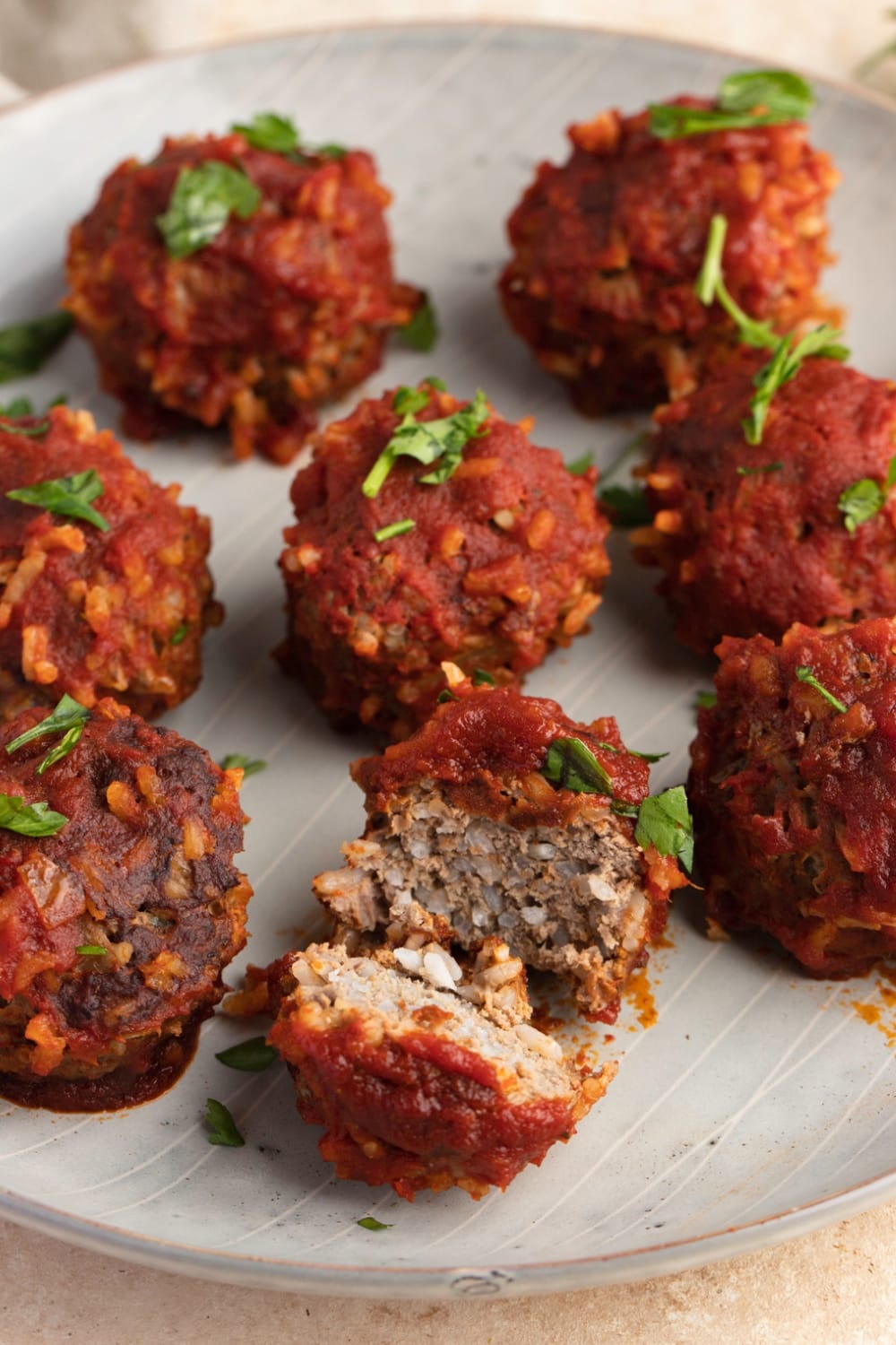 Homemade Saucy Porcupine Meatballs with Herbs