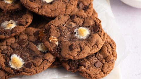 Homemade Sweet and Fudgy Hot Chocolate Chip Cookies with Marshmallows