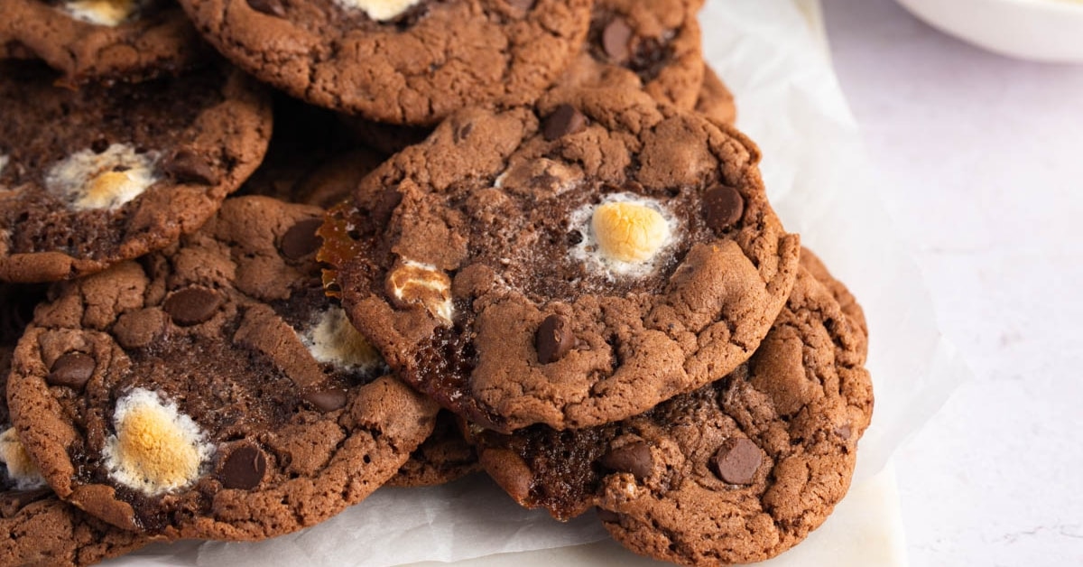 Homemade Sweet and Fudgy Hot Chocolate Chip Cookies with Marshmallows