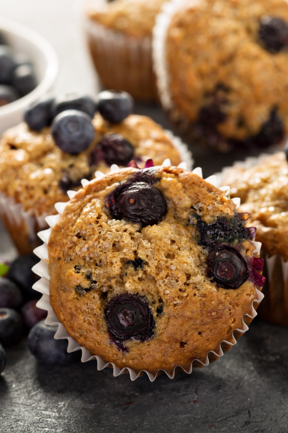 Front View of Homemade Vegan Blueberry Muffins