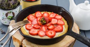 Homemade Strawberry Cake in a Skillet