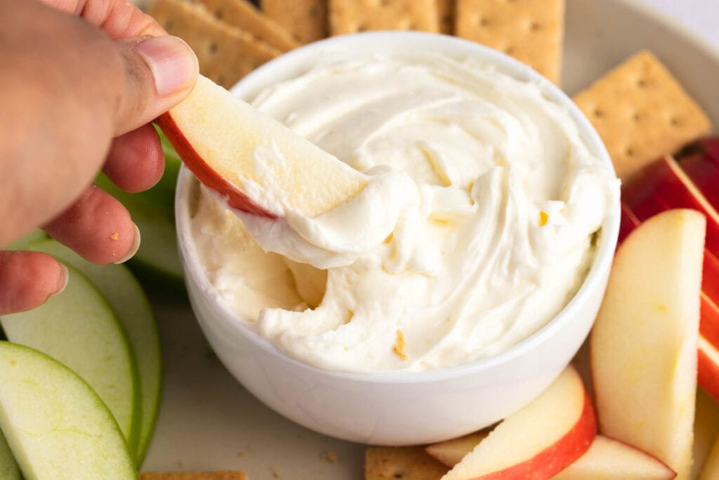 Light and Fluffy Marshmallow Cream Cheese Fruit Dip