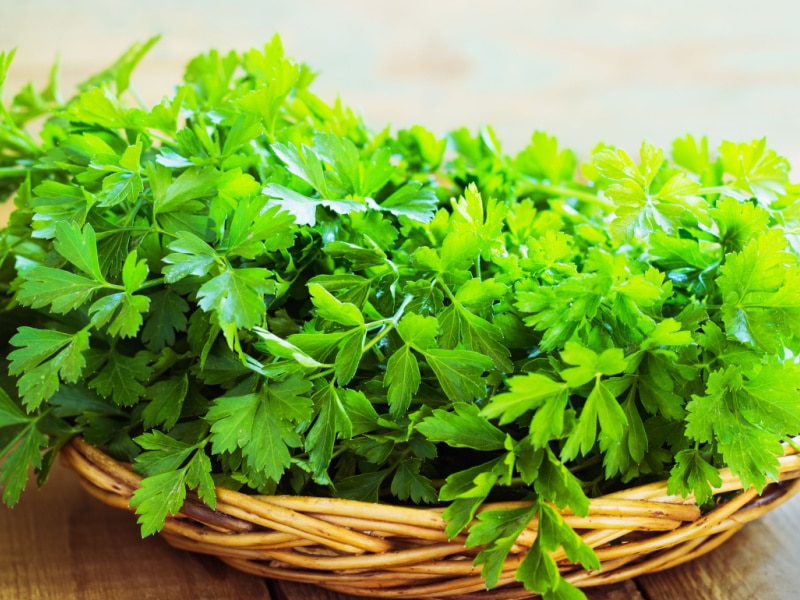 Fresh Parsley in a Woven Bowl
