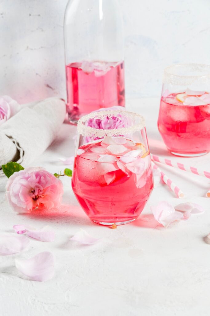 Pink Rose Cocktail with Lemon