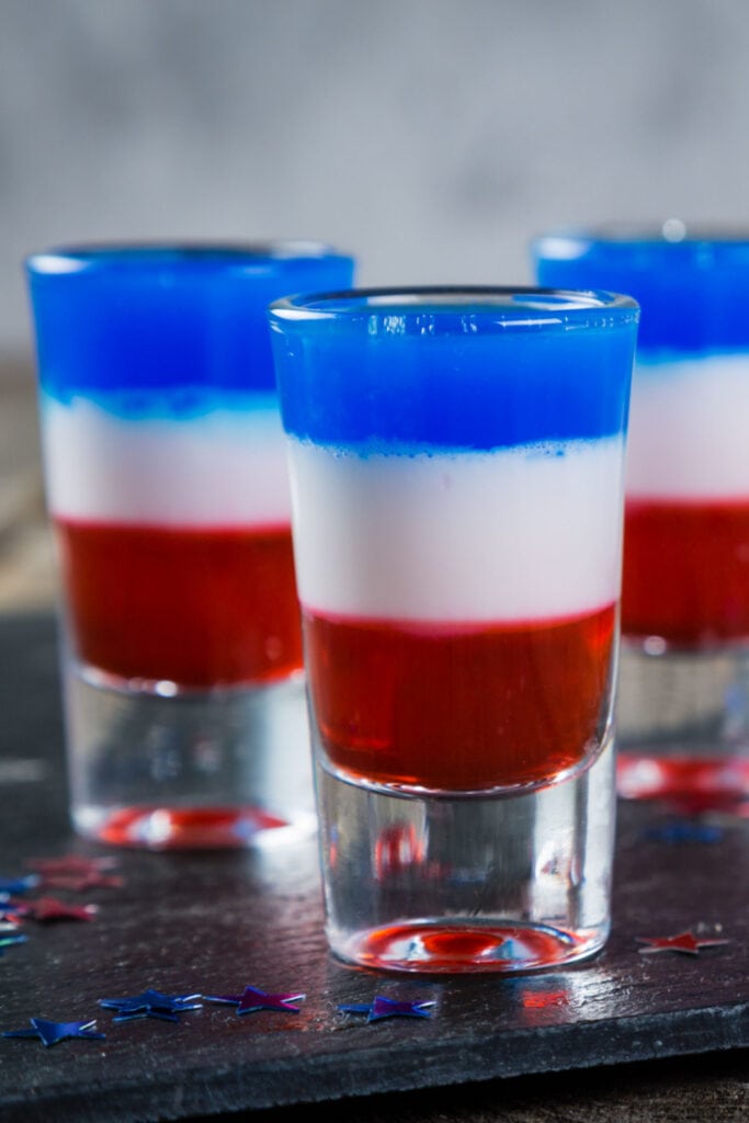 Festive Red White and Blue Shooter in a Smaill Shot Glass