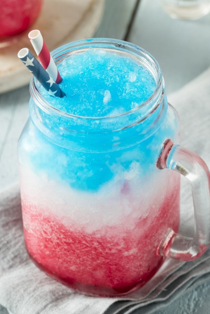 Red White and Blue Slushie Coktail with Vodka