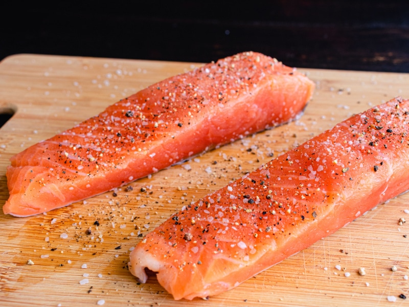 Salmon Seasoned with Kosher Salt and Pepper