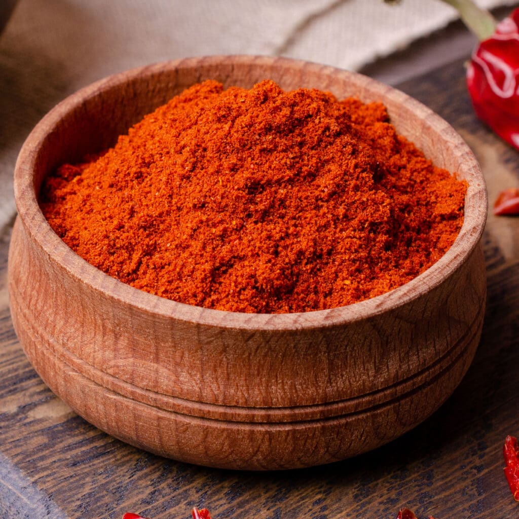 Paprika in a Wooden Bowl