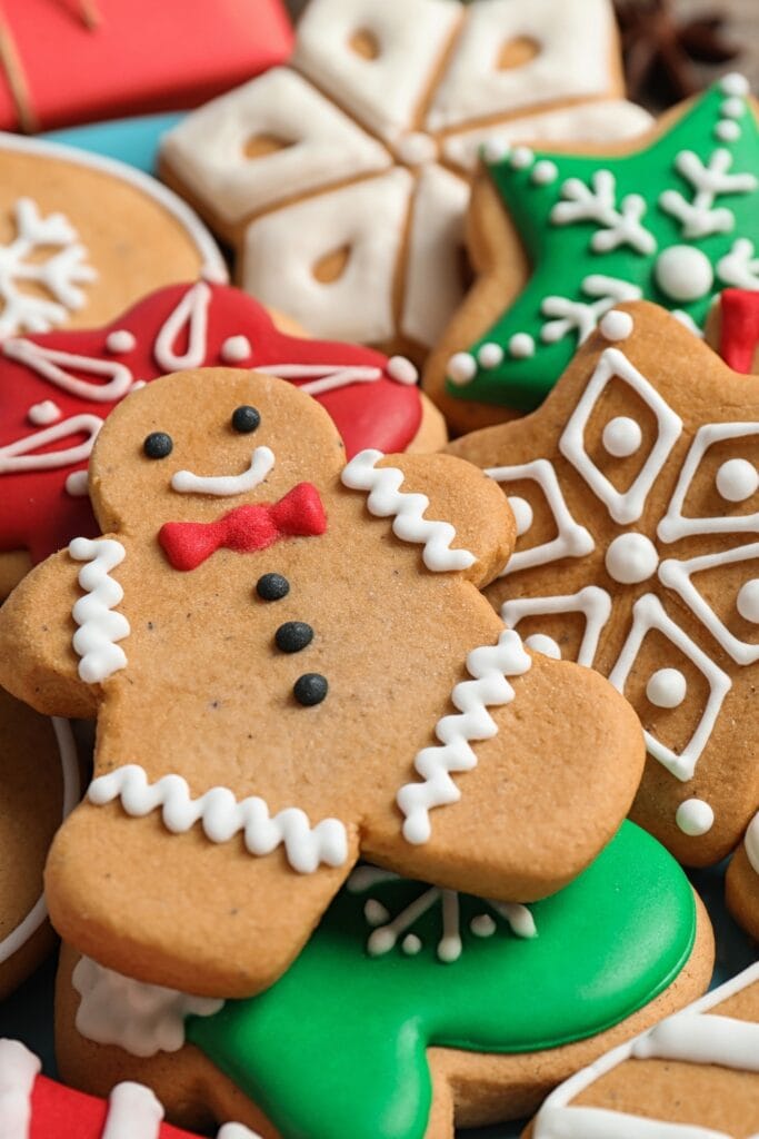 Sweet Cut-Out Cookies with Gingerbread and Star Shapes