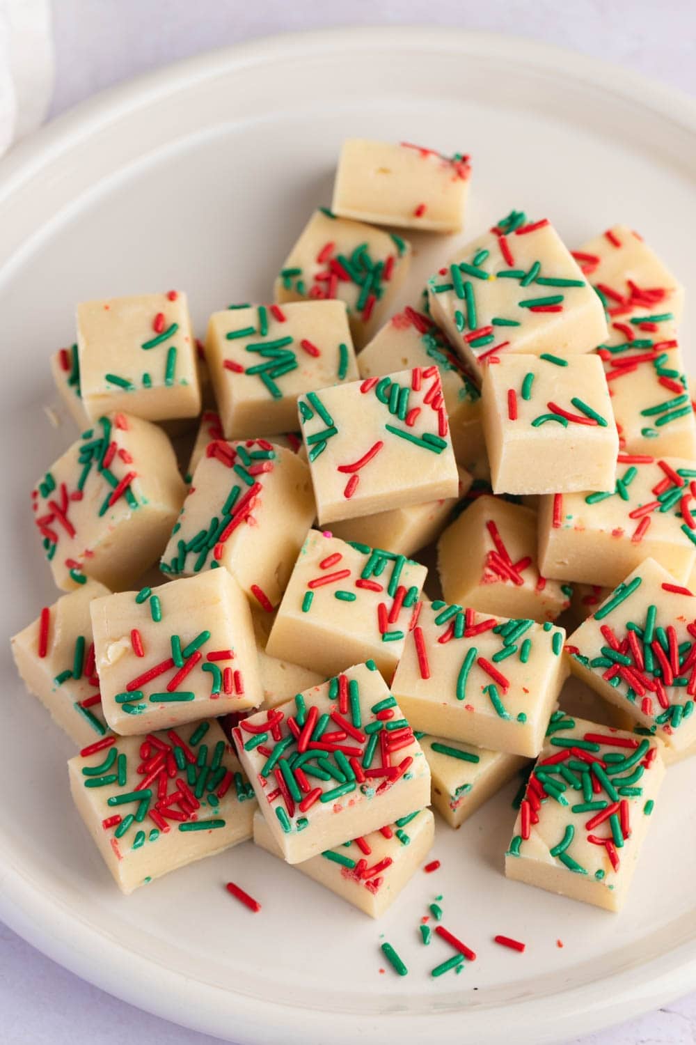 Sweet and Fudgy, Christmas Cookie Fudge With Red and Green Sprinkles