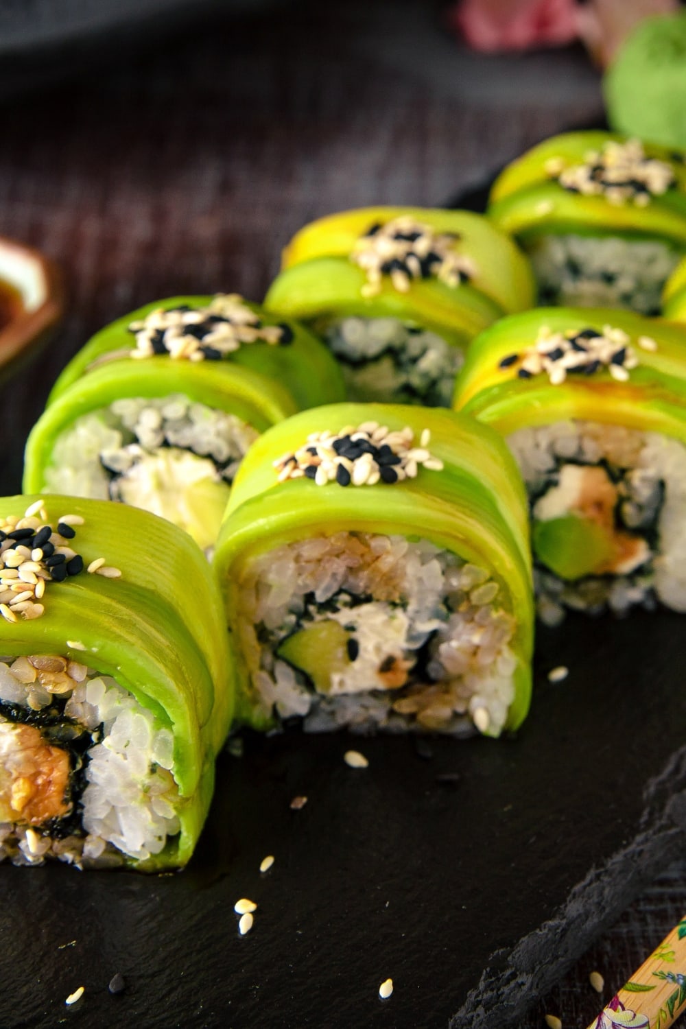 Batch of Vegan Avocado Sushi Rolls