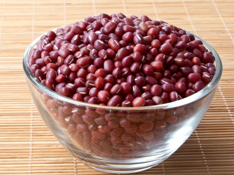 Raw Adzuki Beans in a Clear Bowl