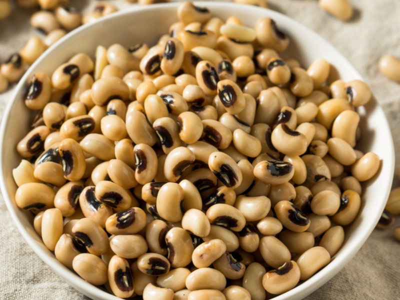 Black-Eyed Peas in a White Bowl