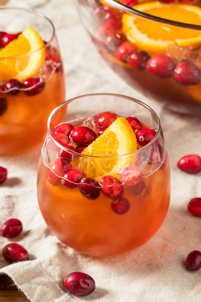 Boozy Cranberry Christmas Punch with Rum and Orange