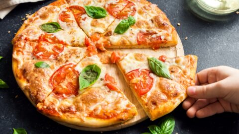 Cheesy Pizza Margherita with Tomatoes