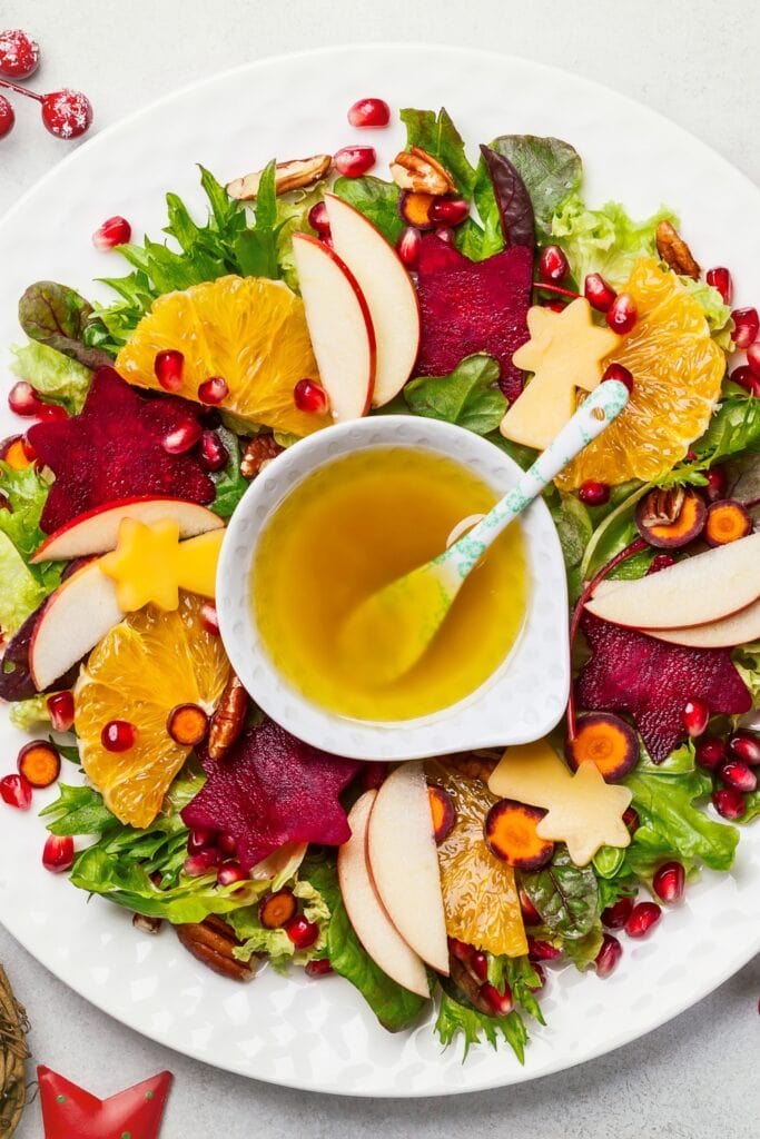 Christmas Fruit Salad with Apples, Oranges, Beets and Honey